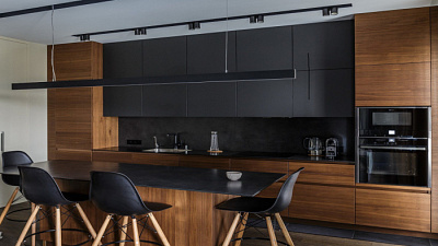 Кухня на заказ Графит нубук 858 - Слива темная тисненная